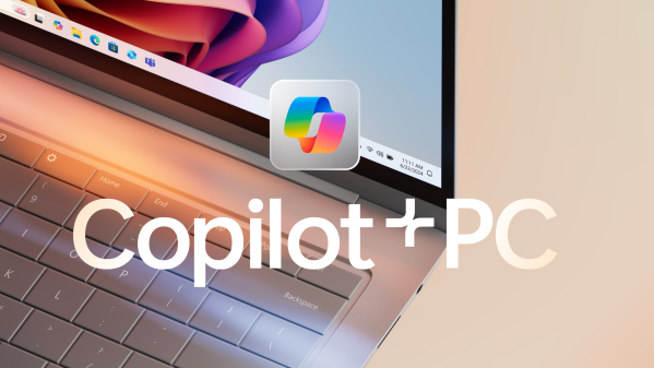 A laptop is shown and the words "Copilot+ PCs" are written above